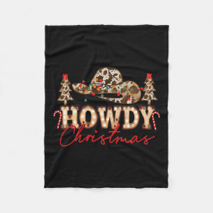 HowChristmas Santa Niedlich Leopard Western Cowgir Fleecedecke