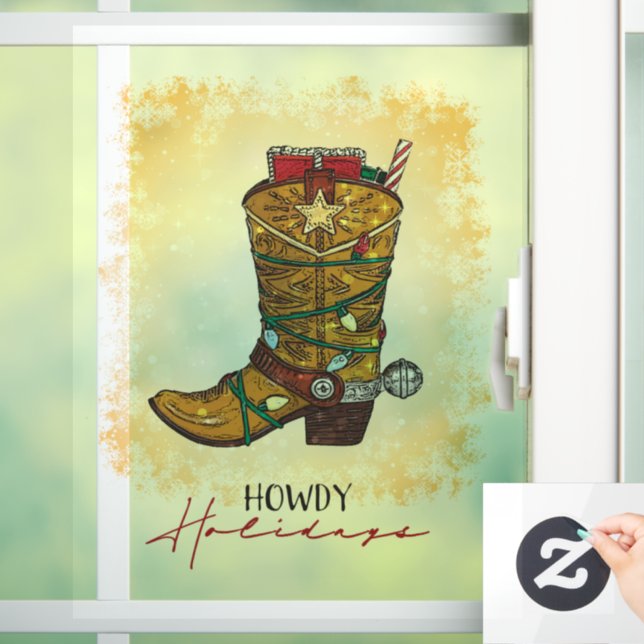 Howday Weihnachten Lights Cowboy Boot Fensteraufkleber (Zuhause)