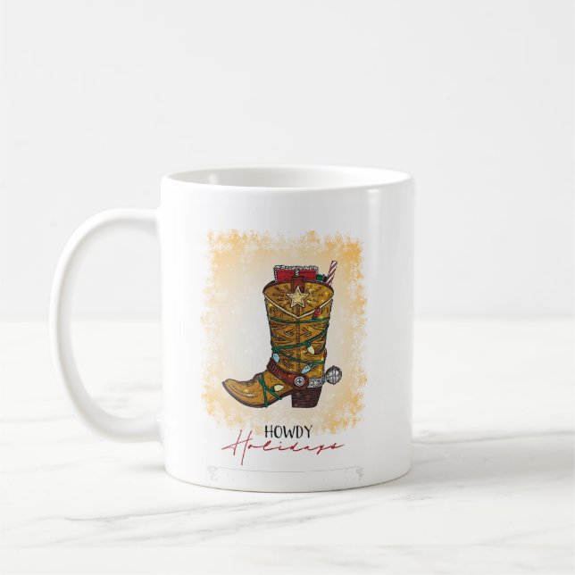 Howday Weihnachten Lights Cowboy Boot Kaffeetasse (Links)
