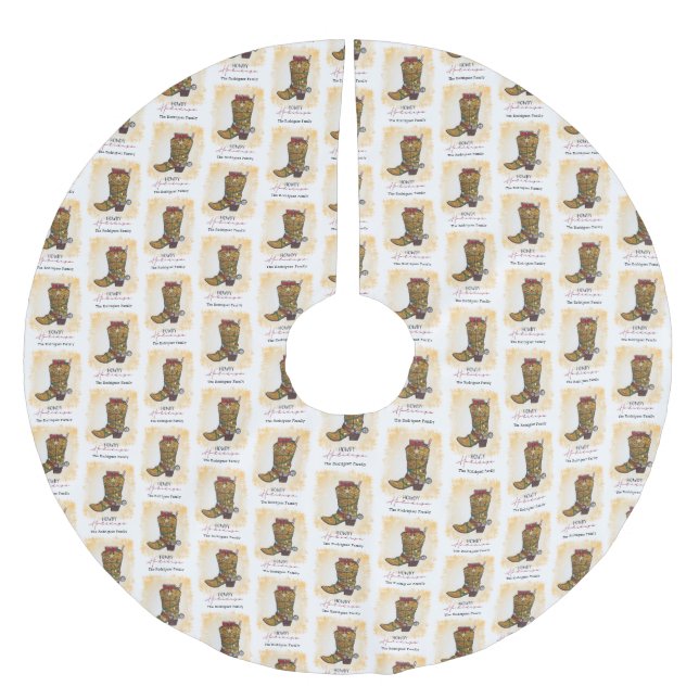 Howday Weihnachten Lights Cowboy Boot Polyester Weihnachtsbaumdecke (Vorderseite)