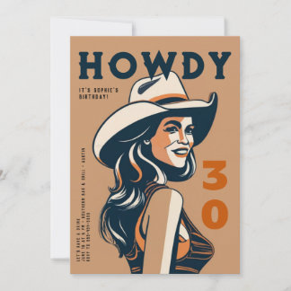 Howdy 30 Western Desert Retro Poster 30. Geburtsta Einladung