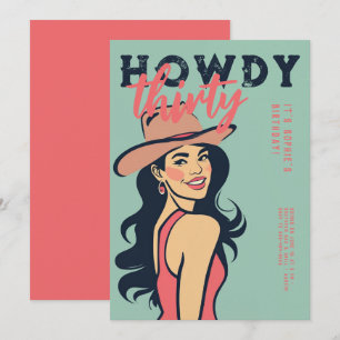 Howdy 30 Western-Retro-Pink-Plakat 30. Geburtstag Einladung