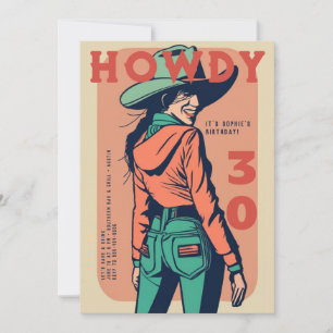Howdy 30 Western-Retro-Pink-Plakat 30. Geburtstag Einladung