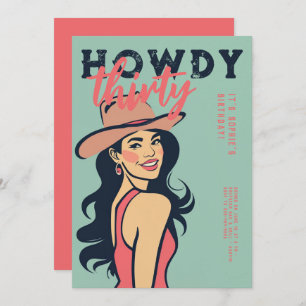 Howdy 30 Western Retro Pink Poster 30. Geburtstag Einladung