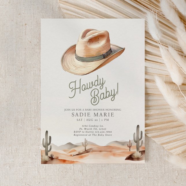 Howdy Baby Western Desert Baby shower Invitation (Créateur téléchargé)
