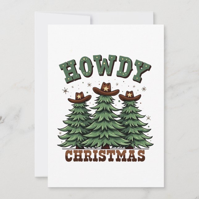 Howdy Christmas Cactus Western Xmas Einladung (Vorderseite)
