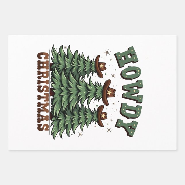 Howdy Christmas Cactus Western Xmas Geschenkpapier Set (Vorderseite)
