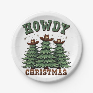 Howdy Christmas Cactus Western Xmas Pappteller