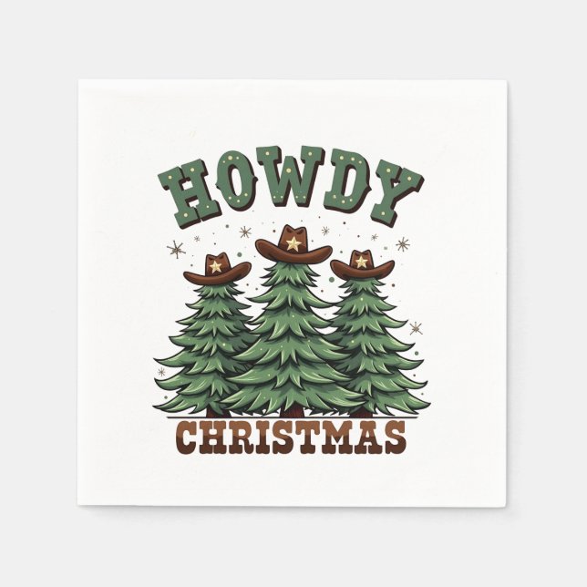 Howdy Christmas Cactus Western Xmas Serviette (Vorderseite)