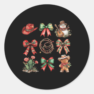 Howdy Christmas Coquette Bow Snowman Gingerbrew C Runder Aufkleber