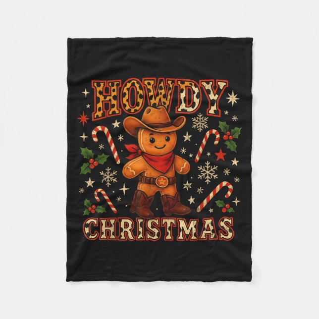 Howdy Christmas Cowboy Gingerbread Design  Fleecedecke (Vorderseite)