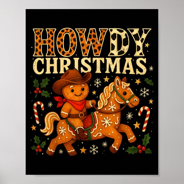 Howdy Christmas Cowboy Gingerbread Design  Poster (Vorne)