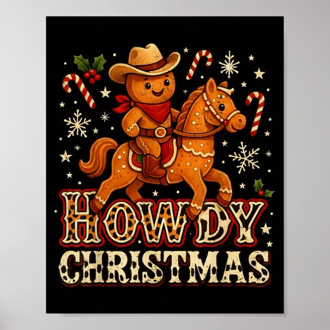 Howdy Christmas Cowboy Gingerbread Design  Poster (Vorne)