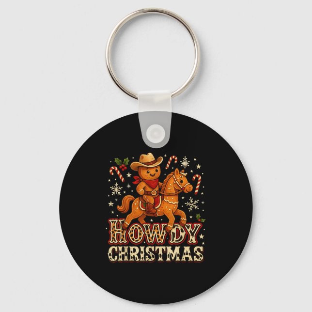 Howdy Christmas Cowboy Gingerbread Design  Schlüsselanhänger (Vorderseite)