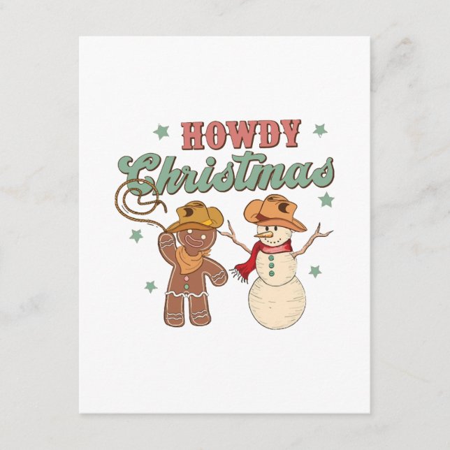 Howdy Christmas Cowboy Snowman Western Funny Begleitkarte (Vorderseite)