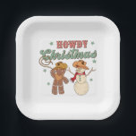 Howdy Christmas Cowboy Snowman Western Funny Pappteller<br><div class="desc">Howdy Christmas Cowboy Snowman Western Funny</div>