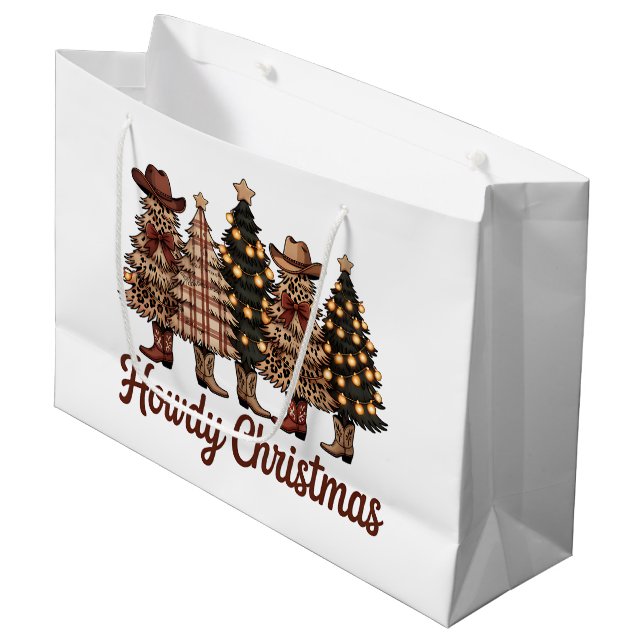 Howdy Christmas  Große Geschenktüte (Vorderseite Schrägansicht)