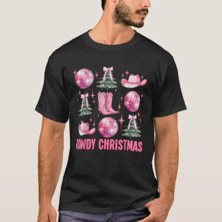 Howdy Christmas Pink Coquette Bow Xmas Tree Wester T-Shirt