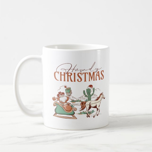 Howdy Christmas Typografie, Texas Symbol Graphics Kaffeetasse (Links)