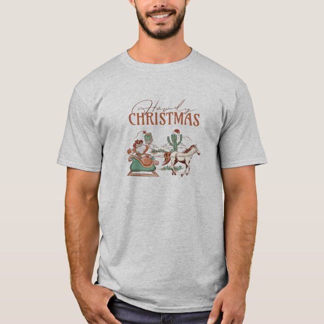 Howdy Christmas Typografie, Texas Symbol Graphics T-Shirt (Vorderseite)