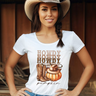Howdy Citrouille Cowgirl Western T-Shirt