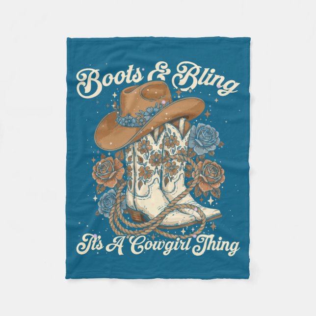 Howdy Country Rodeo Boots &amp; Bling Its A Cowgir Fleecedecke (Vorderseite)