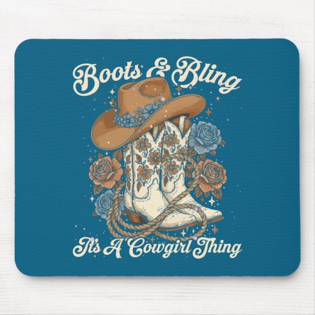 Howdy Country Rodeo Boots &amp; Bling Its A Cowgir Mousepad (Vorne)