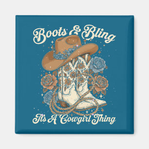 Howdy Country Rodeo Stiefel & Bling Es Ist Ein Cow Magnet