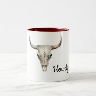 Howdy Cowboy Bullhorns Zweifarbige Tasse