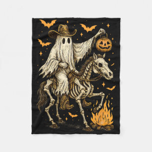Howdy Cowboy Ghost Pumpkin Riding Skeleton Pferd H Fleecedecke