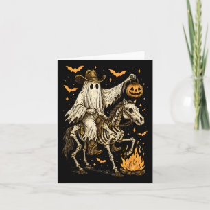 Howdy Cowboy Ghost Pumpkin Riding Skeleton Pferd H Karte