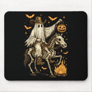 Howdy Cowboy Ghost Pumpkin Riding Skeleton Pferd H Mousepad