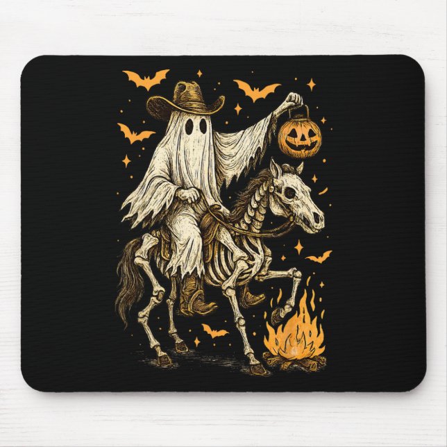 Howdy Cowboy Ghost Pumpkin Riding Skeleton Pferd H Mousepad (Vorne)