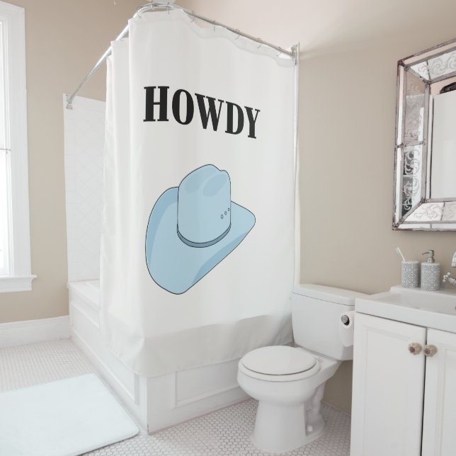 Howdy Cowboy Hat Baby Blue Duschvorhang (Beispiel)