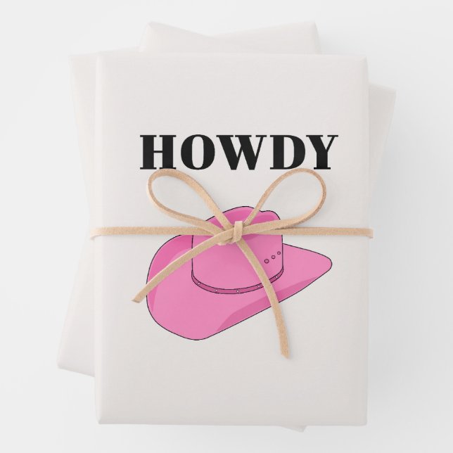 Howdy Cowboy Hat Pink Geschenkpapier Set (Beispiel)