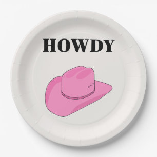 Howdy Cowboy Hat Pink Pappteller