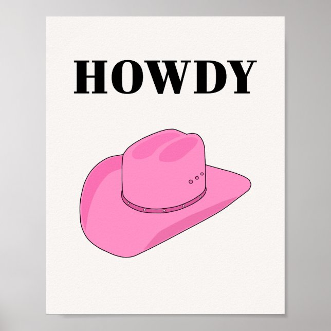 Howdy Cowboy Hat Pink Poster (Vorne)