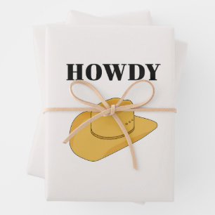 Howdy Cowboy Hat Yellow Geschenkpapier Set