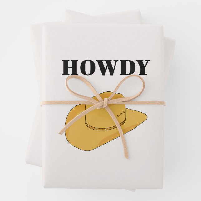 Howdy Cowboy Hat Yellow Geschenkpapier Set (Beispiel)