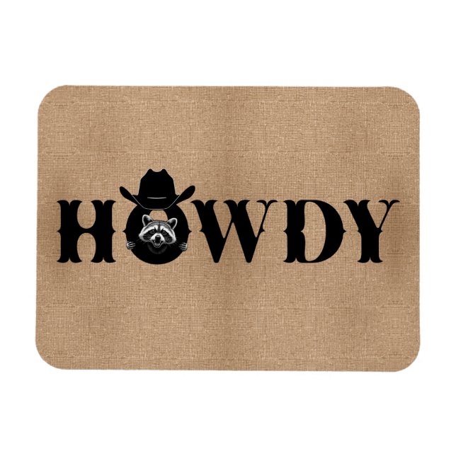 Howdy Cowboy Raccoon Funny Fridge Magnet (Horizontal)