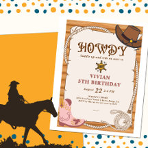 Howdy! Cowgirl Saddle Up Geburtstag Einladung