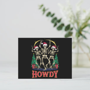 Howdy Dancing Skelett Funny Christmas Holiday Feiertagspostkarte