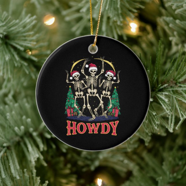 Howdy Dancing Skelett Funny Christmas Holiday Keramik Ornament (Baum)