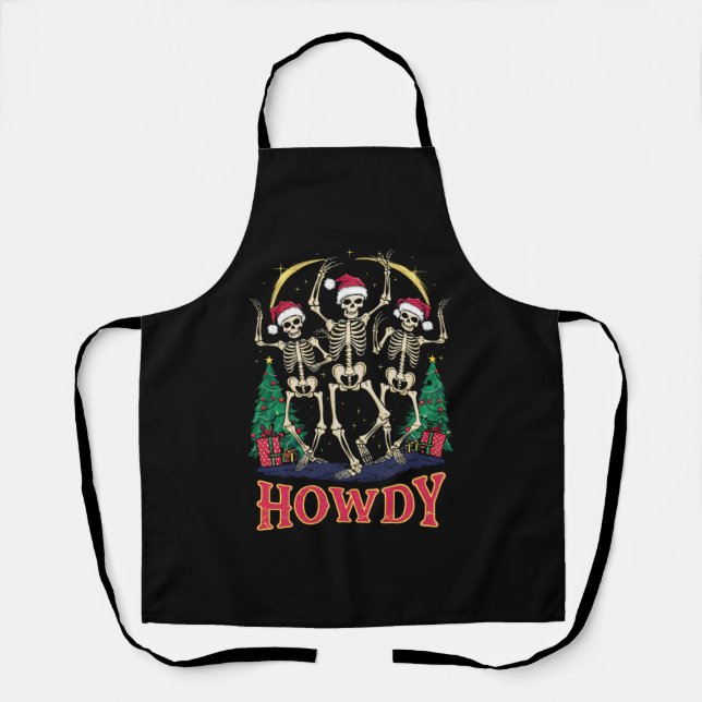 Howdy Dancing Skelett Funny Christmas Holiday Schürze (Vorderseite)
