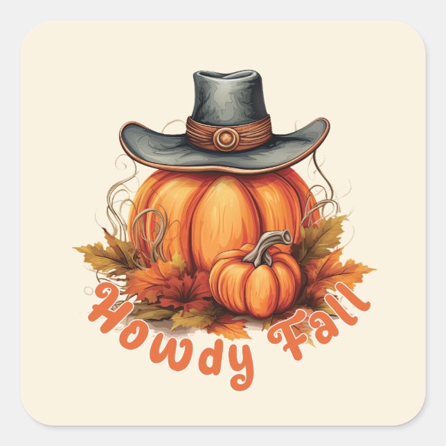 Howdy Fall Quadratischer Aufkleber (Vorderseite)