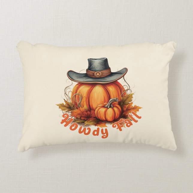 Howdy Fall - Rustikale Herbstwoben Dekokissen (Vorderseite)