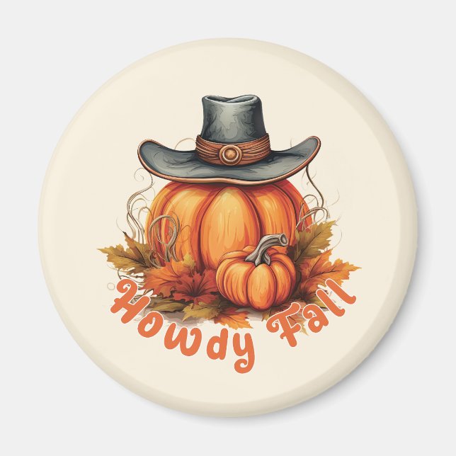 Howdy Fall - Rustikale Herbstwoben Magnet (Vorne)