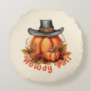 Howdy Fall - Rustikale Herbstwoben Rundes Kissen