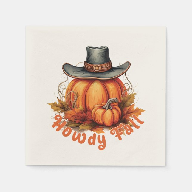 Howdy Fall - Rustikale Herbstwoben Serviette (Vorderseite)