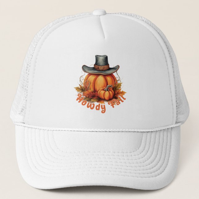 Howdy Fall - Rustikale Herbstwoben Truckerkappe (Vorderseite)